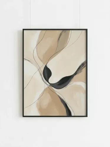 Abstract Ink Stroke Neutral Palette Canvas framed preview