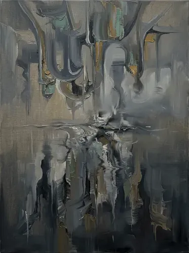 Abstract Oil Gestural Dripping Composition