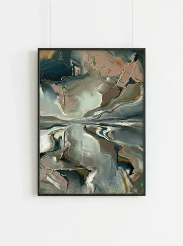 Abstract Oil Portrait Rainbow Iridescent Layers framed preview