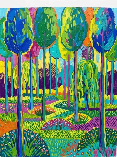 Acrylic Forest Garden Vibrant Wildflowers