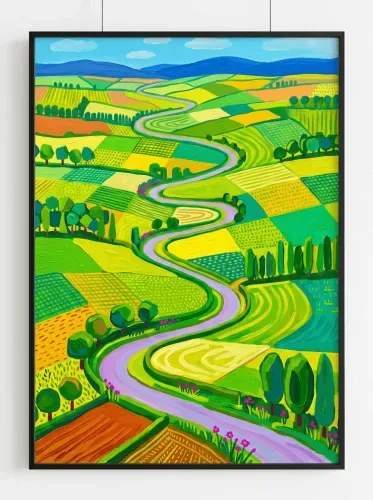 Acrylic Rolling Valley River Landscape framed preview