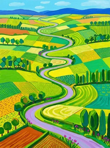 Acrylic Rolling Valley River Landscape