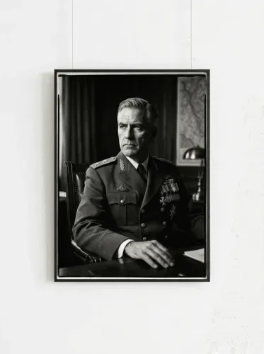 Black And White Charcoal Military Portrait framed preview