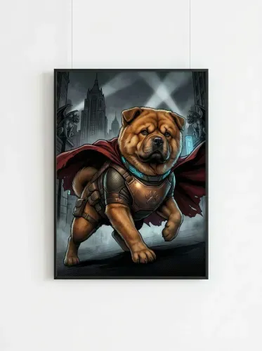 Comic Book Bulldog Superhero Red Cape framed preview
