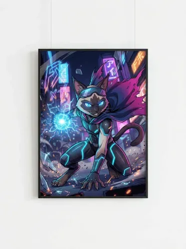 Cyberpunk Neon Cat Lightning Power Suit framed preview