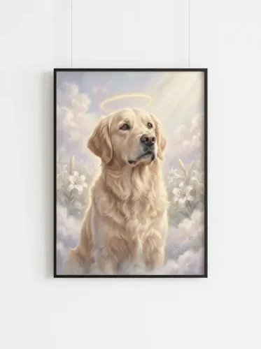 Ethereal Oil Painting Golden Retriever Halo framed preview