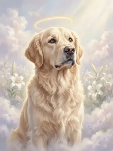 Ethereal Oil Painting Golden Retriever Halo