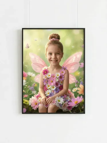 Fairy Wings Flower Garden Girl Portrait framed preview