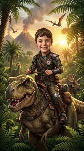 Fantasy Adventure Boy Dinosaur Explorer
