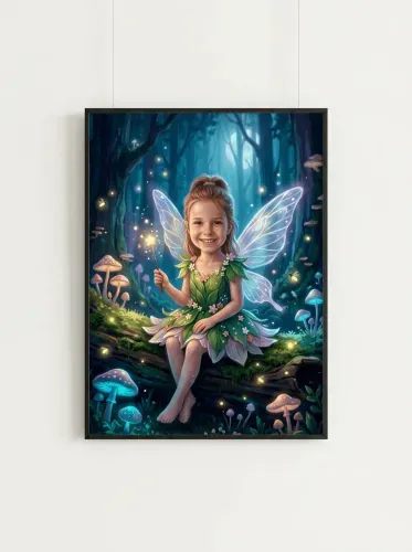 Fantasy Fairy Girl Magical Forest Wings framed preview