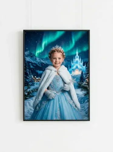 Fantasy Frozen Princess Aurora Borealis Portrait framed preview