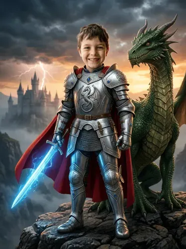 Fantasy Knight Armor Dragon Companion Portrait