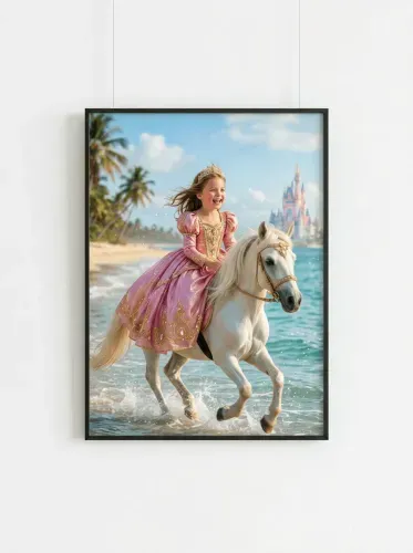 Fantasy Princess Horse Beach Castle Portrait framed preview