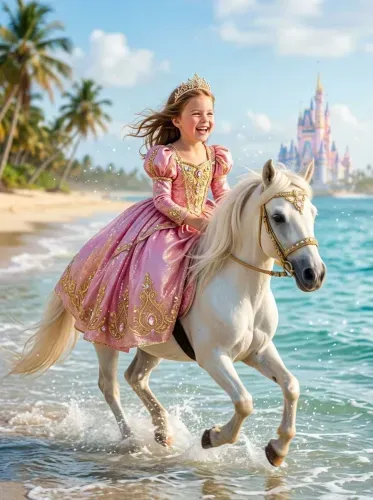 Fantasy Princess Horse Beach Castle Portrait