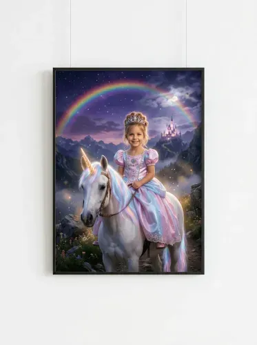 Fantasy Unicorn Princess Rainbow Castle Portrait framed preview