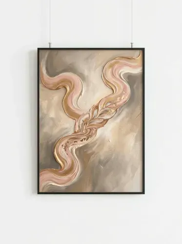 Fluid Acrylic Gold Pink Marble Swirl framed preview