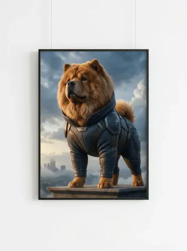 Futuristic Armored Chow Chow Superhero framed preview