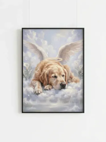 Heavenly Golden Retriever Angel Wings Canvas framed preview