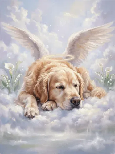 Heavenly Golden Retriever Angel Wings Canvas
