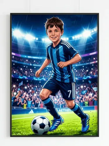 Illustrated Soccer Player Stadium Lights Canvas framed preview