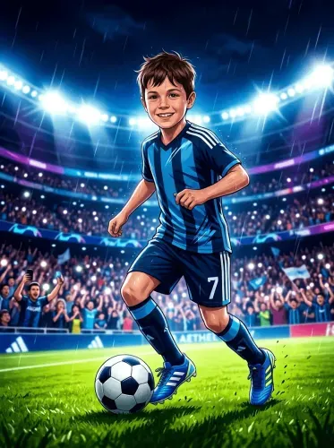 Illustrated Soccer Player Stadium Lights Canvas