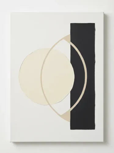 Minimalist Abstract Cream Circle Black Rectangle