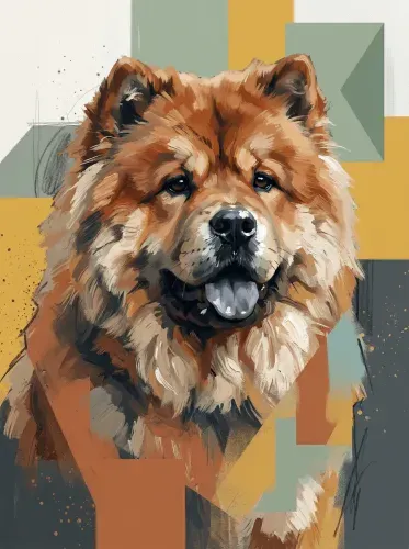 Modern Acrylic Chow Chow Geometric Background