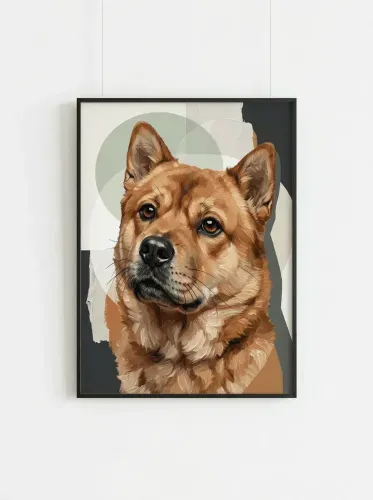 Modern Acrylic Corgi Portrait Amber Eyes framed preview