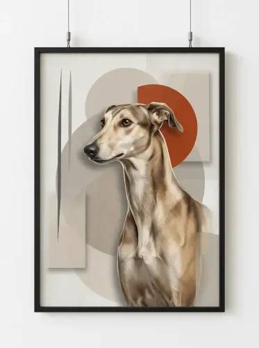 Modern Realistic Greyhound Profile Rust Circle framed preview