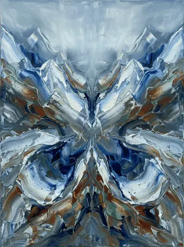 Oil Acrylic Alpine Peak Symmetry Canvas