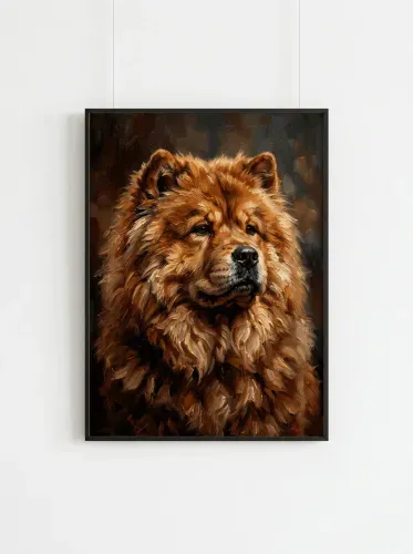Oil Chow Chow Portrait Fluffy Coat Study framed preview