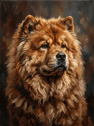 Oil Chow Chow Portrait Fluffy Coat Study