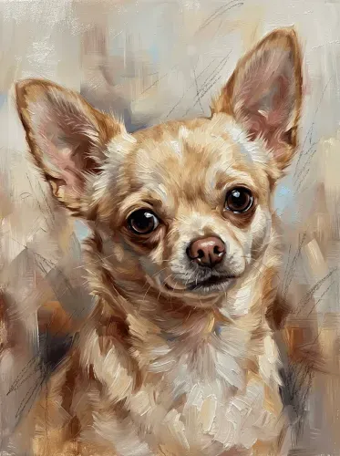 Oil Paint Chihuahua Portrait Expressive Eyes