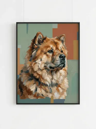 Oil Paint Fluffy Dog Portrait Warm Tones framed preview