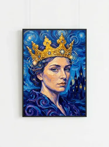 Oil Paint Royal Crown Golden Starlight Portrait framed preview
