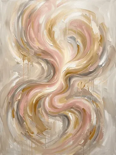 Oil Paint Swirl Rose Gold Abstract Canvas