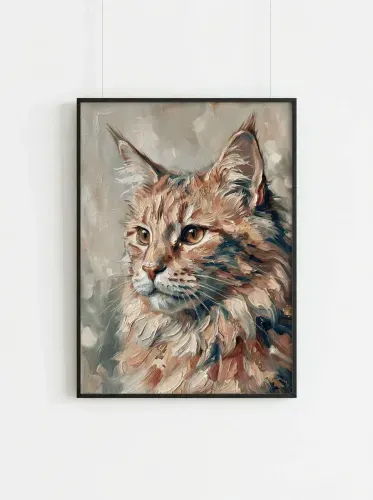 Oil Paint Tabby Cat Golden Eyes Portrait framed preview