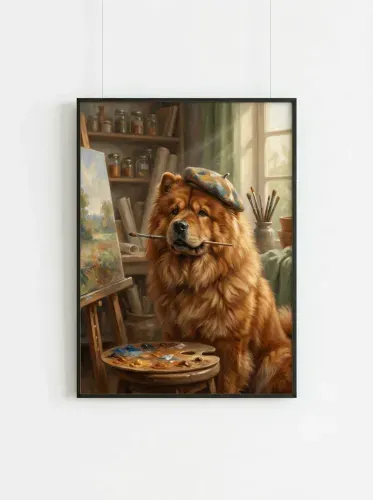 Oil Painting Artist Dog Studio Portrait framed preview