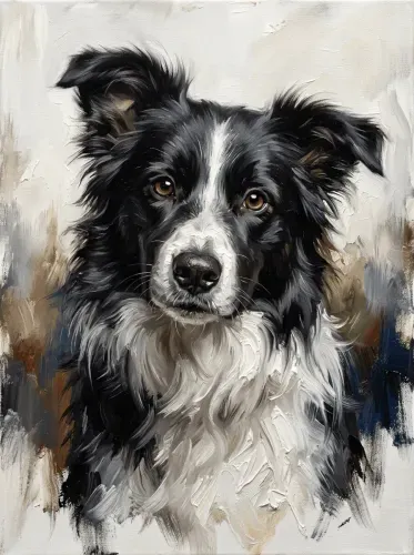 Oil Painting Border Collie Amber Eyes