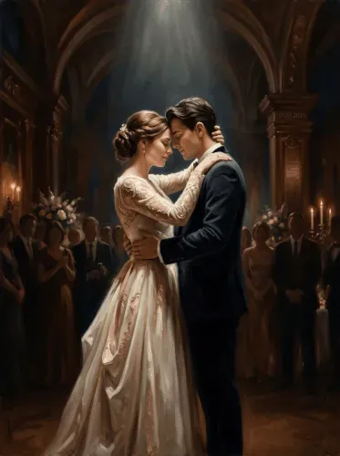 Oil Painting Cathedral First Dance Portrait