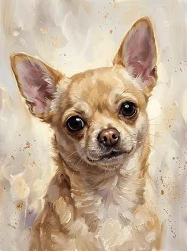 Oil Painting Chihuahua Golden Sparkle Portrait