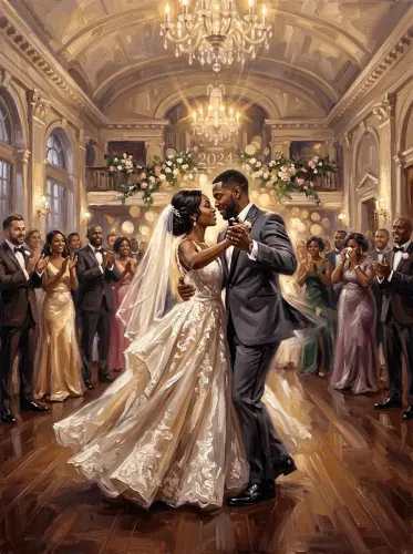 Oil Painting Elegant Wedding Dance Ballroom
