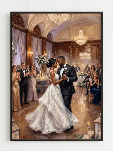 Oil Painting Elegant Wedding First Dance framed preview