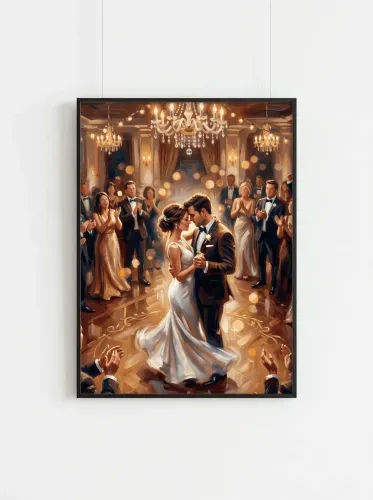Oil Painting First Dance Chandelier Wedding framed preview