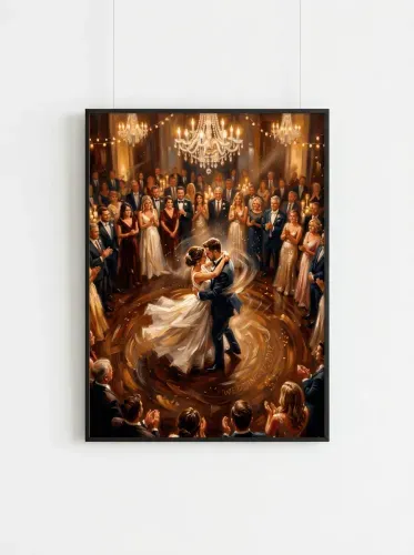 Oil Painting First Dance Golden Chandelier framed preview