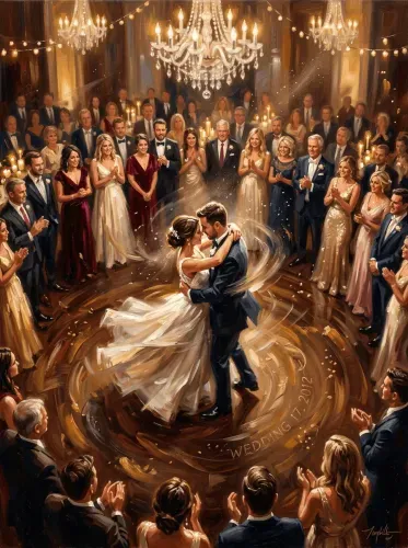 Oil Painting First Dance Golden Chandelier