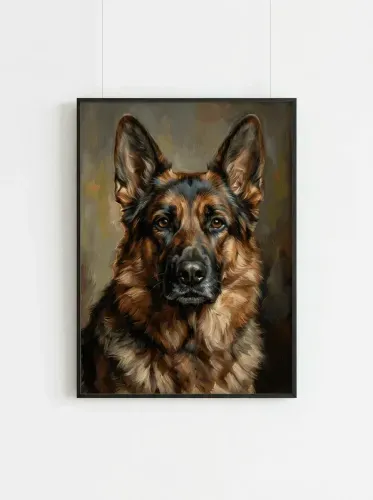 Oil Painting German Shepherd Amber Eyes Portrait framed preview