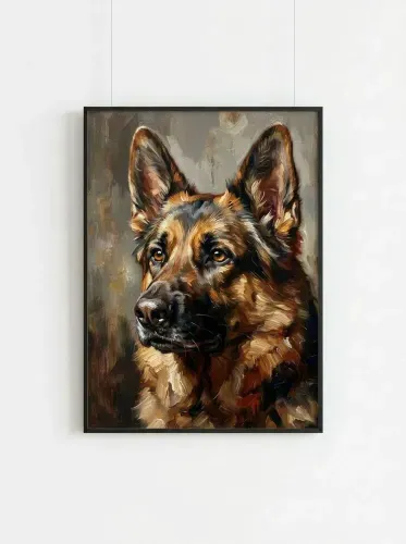 Oil Painting German Shepherd Golden Eyes framed preview