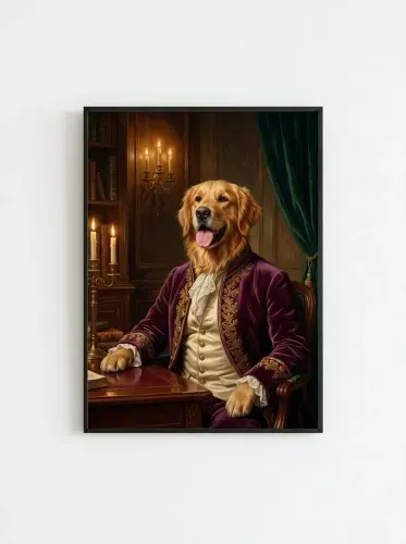 Oil Painting Golden Retriever Royal Portrait framed preview