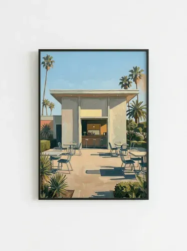 Oil Painting Mid-Century Modern Desert Café framed preview